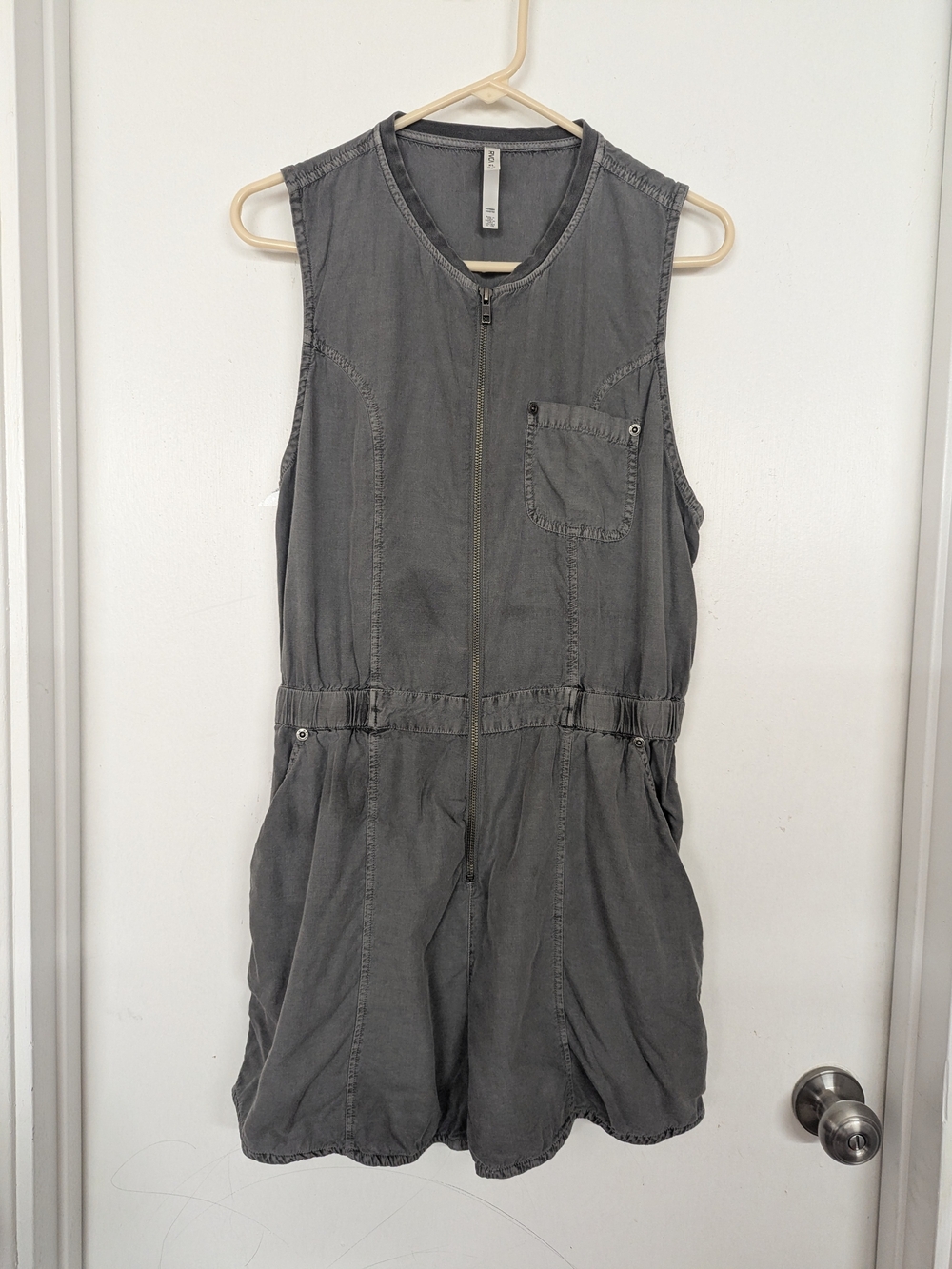 RVCA Sleeveless Zip Romper in Charcoal